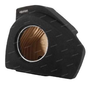 Короб стелс для сабвуфера на Lada Vesta седан (10", версия 2, в левое крыло, черный)